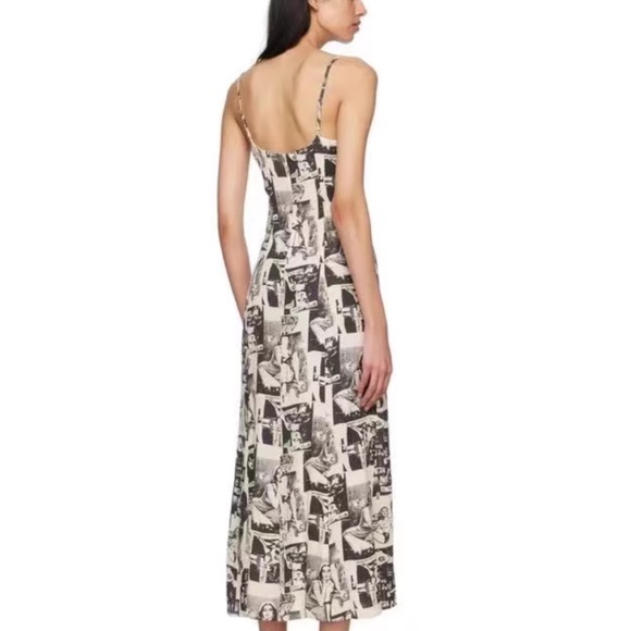 NWOT Reformation Black and White Graphic Midi Dress - Picture 4 of 9